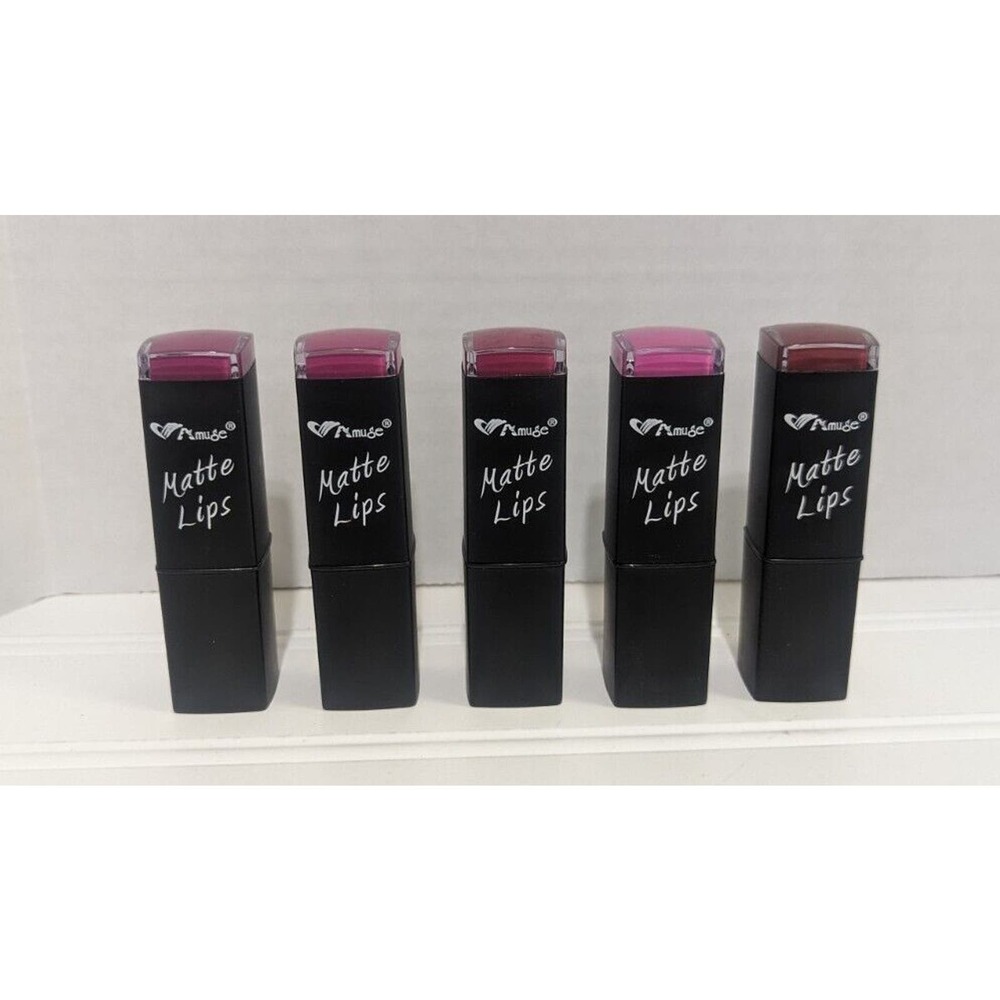 A Muse Matte Lipstick Shades of Mauve Purple Deep Tone Lot of 5 Sealed New